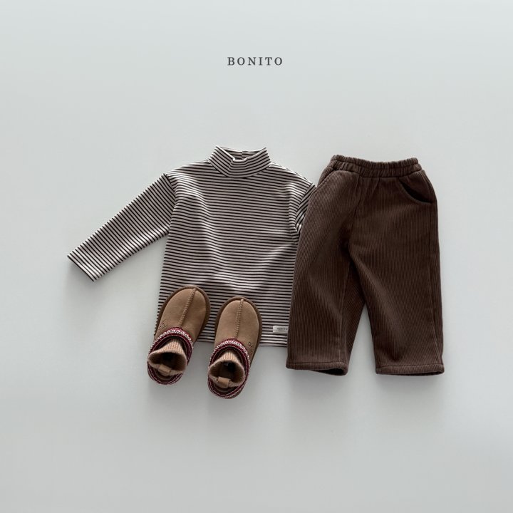 Bonito - Korean Children Fashion - #designkidswear - Stripe Fleece Turtleneck Tee - 11