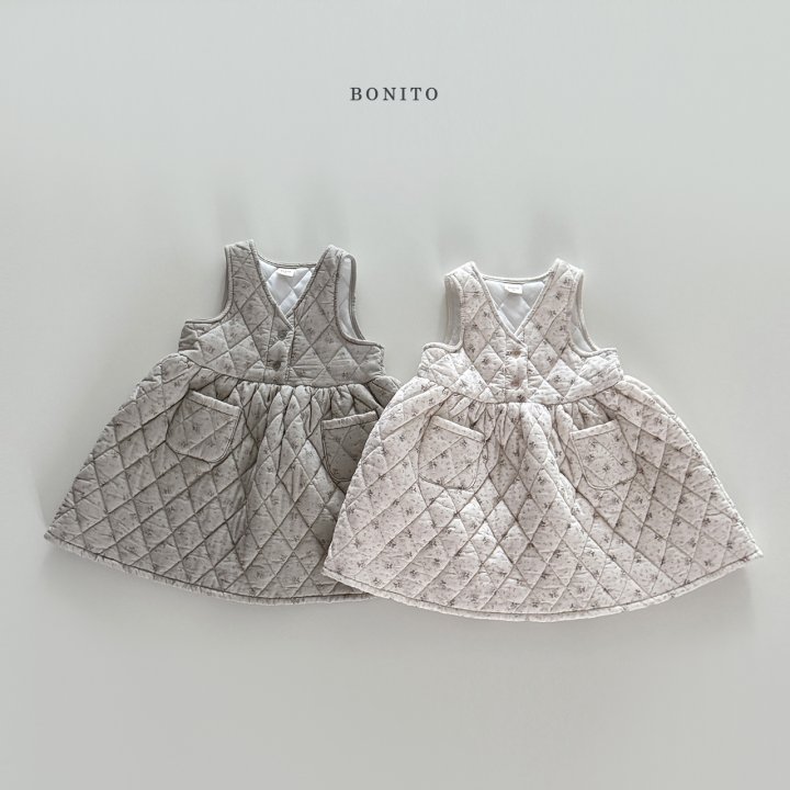 Bonito - Korean Children Fashion - #discoveringself - Tiny Flower Quilted One-piece