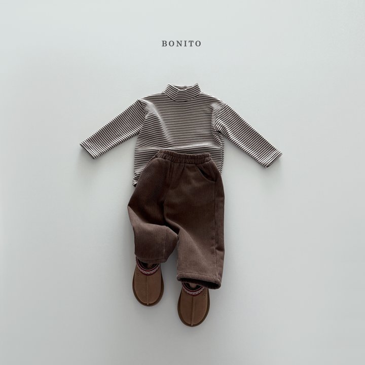 Bonito - Korean Children Fashion - #discoveringself - Stripe Fleece Turtleneck Tee - 12