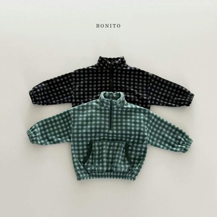 Bonito - Korean Children Fashion - #fashionkids - Mini Check Half Zip-Up