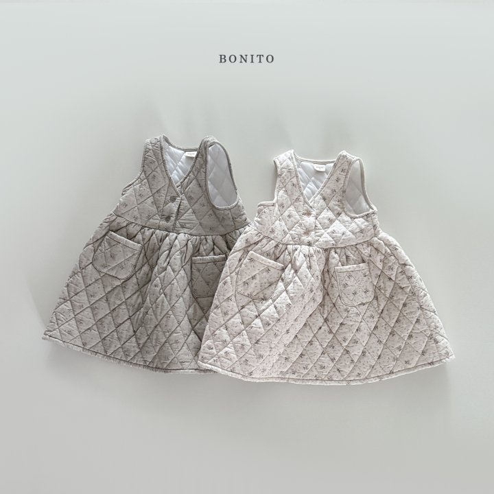 Bonito - Korean Children Fashion - #kidsshorts - Tiny Flower Quilted One-piece - 3