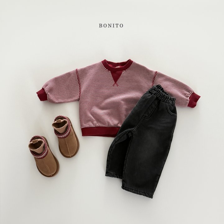 Bonito - Korean Children Fashion - #kidsshorts - Tiny Stripe Triangle Sweatshirt - 10