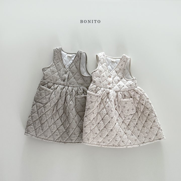Bonito - Korean Children Fashion - #kidsshorts - Tiny Flower Quilted One-piece - 4
