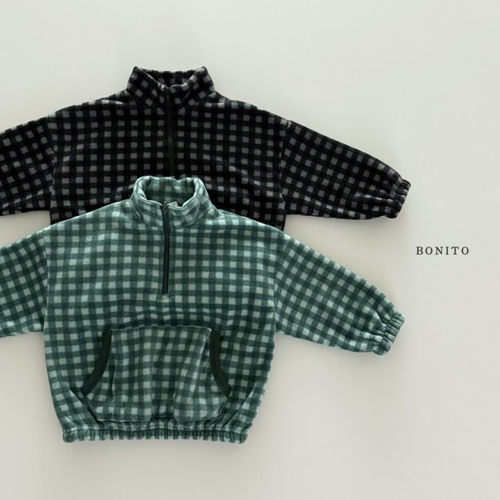 Bonito - Korean Children Fashion - #kidsstore - Mini Check Half Zip-Up - 3