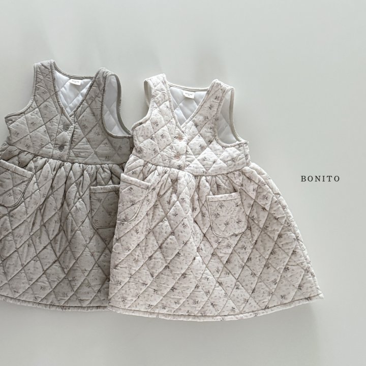 Bonito - Korean Children Fashion - #kidzfashiontrend - Tiny Flower Quilted One-piece - 5