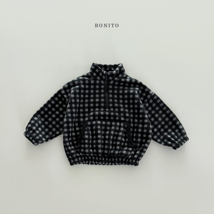 Bonito - Korean Children Fashion - #kidsstore - Mini Check Half Zip-Up - 4