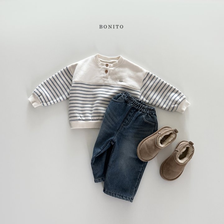 Bonito - Korean Children Fashion - #kidzfashiontrend - Stripe Placket Sweatshirt - 6