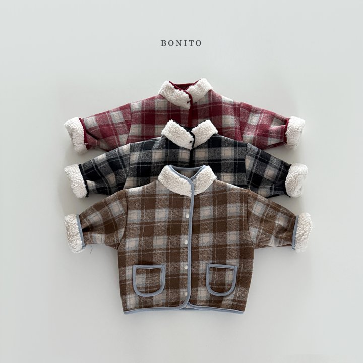 Bonito - Korean Children Fashion - #littlefashionista - Check Collar Fleece Jacket (Kids)