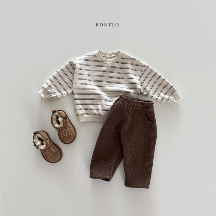 Bonito - Korean Children Fashion - #littlefashionista - Papaya Stripe Knit Sweatshirt - 5