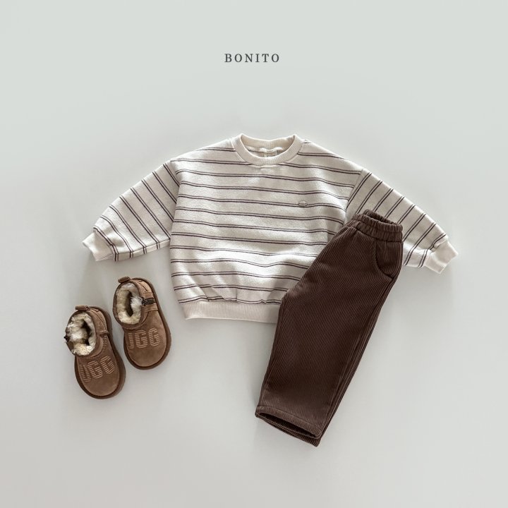 Bonito - Korean Children Fashion - #magicofchildhood - Papaya Stripe Knit Sweatshirt - 6