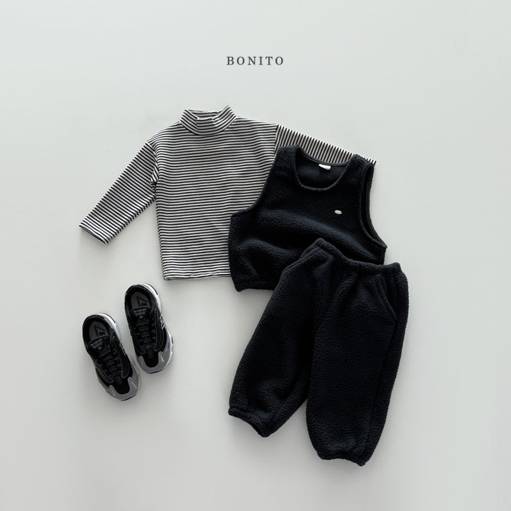 Bonito - Korean Children Fashion - #magicofchildhood - Stripe Fleece Turtleneck Tee - 4