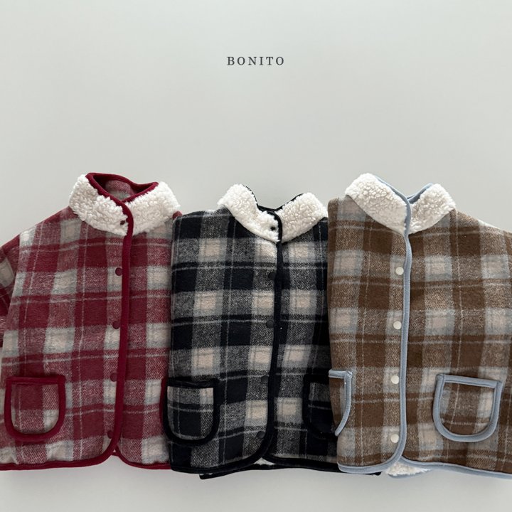 Bonito - Korean Children Fashion - #prettylittlegirls - Check Collar Fleece Jacket (Junior) - 3