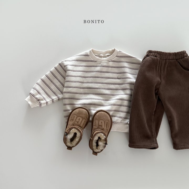 Bonito - Korean Children Fashion - #prettylittlegirls - Papaya Stripe Knit Sweatshirt - 8