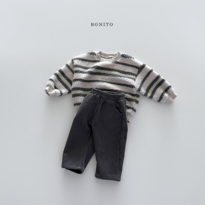 Bonito - Korean Children Fashion - #prettylittlegirls - Irregular Stripe Fleece Sweatshirt - 5