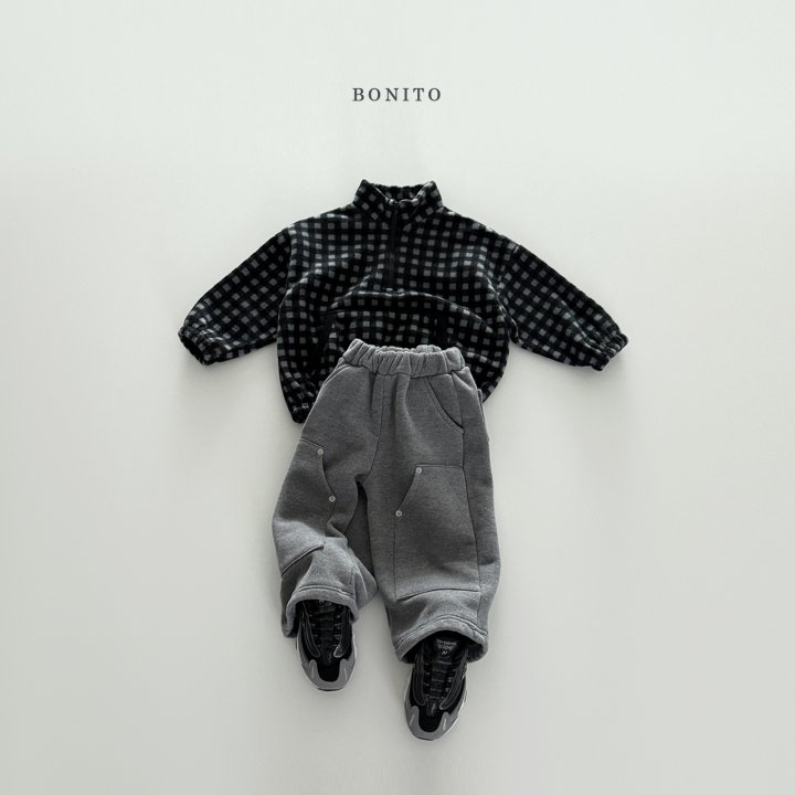 Bonito - Korean Children Fashion - #stylishchildhood - Mini Check Half Zip-Up - 12