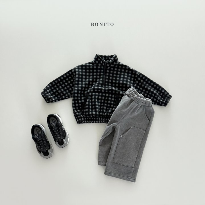 Bonito - Korean Children Fashion - #todddlerfashion - Mini Check Half Zip-Up - 10