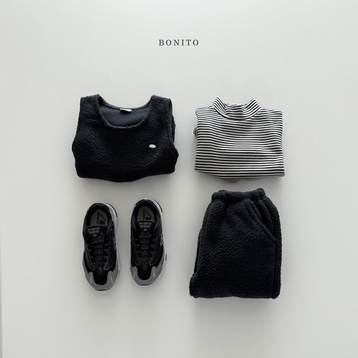 Bonito - Korean Children Fashion - #todddlerfashion - Stripe Fleece Turtleneck Tee - 6
