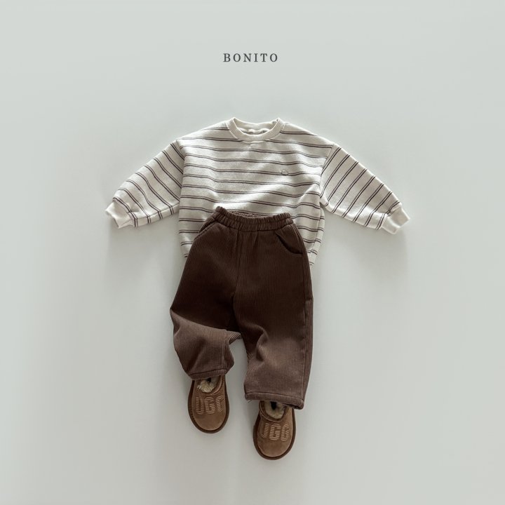 Bonito - Korean Children Fashion - #todddlerfashion - Papaya Stripe Knit Sweatshirt - 9