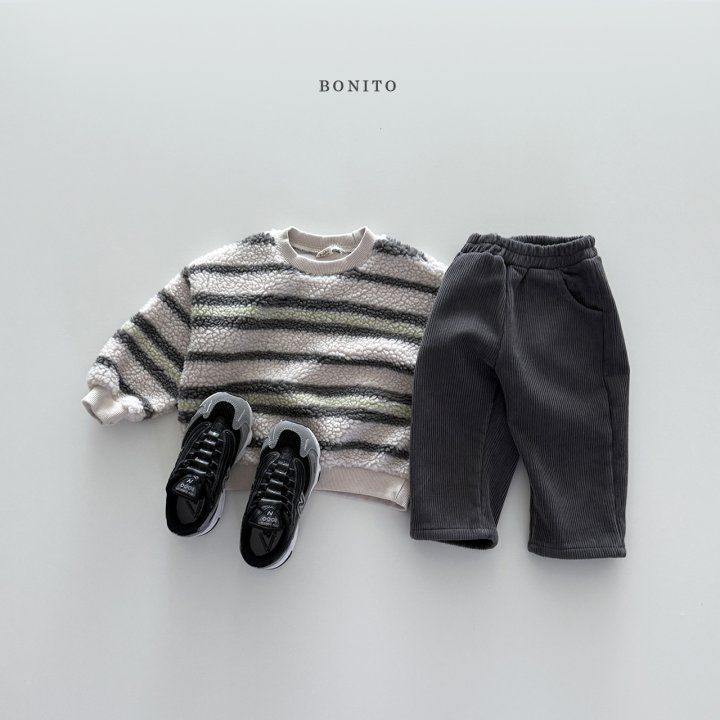 Bonito - Korean Children Fashion - #todddlerfashion - Irregular Stripe Fleece Sweatshirt - 6