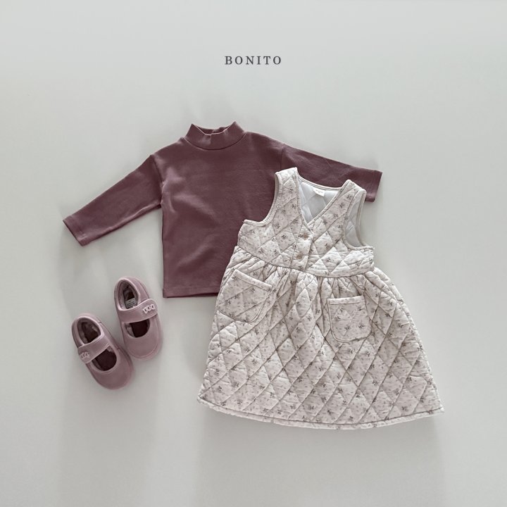 Bonito - Korean Children Fashion - #toddlerclothing - Tiny Flower Quilted One-piece - 12