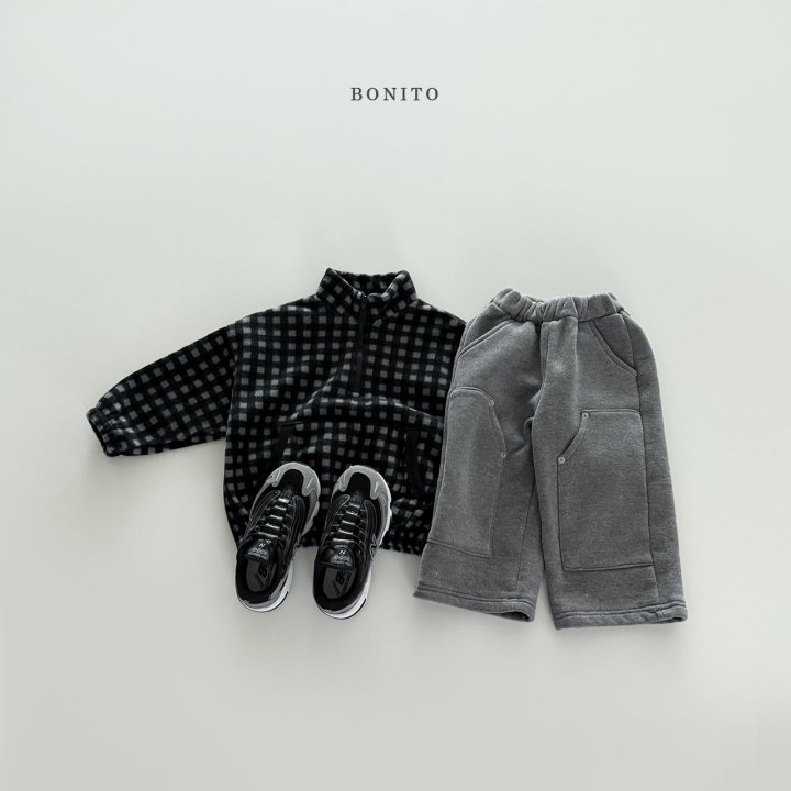 Bonito - Korean Children Fashion - #toddlerclothing - Mini Check Half Zip-Up - 11