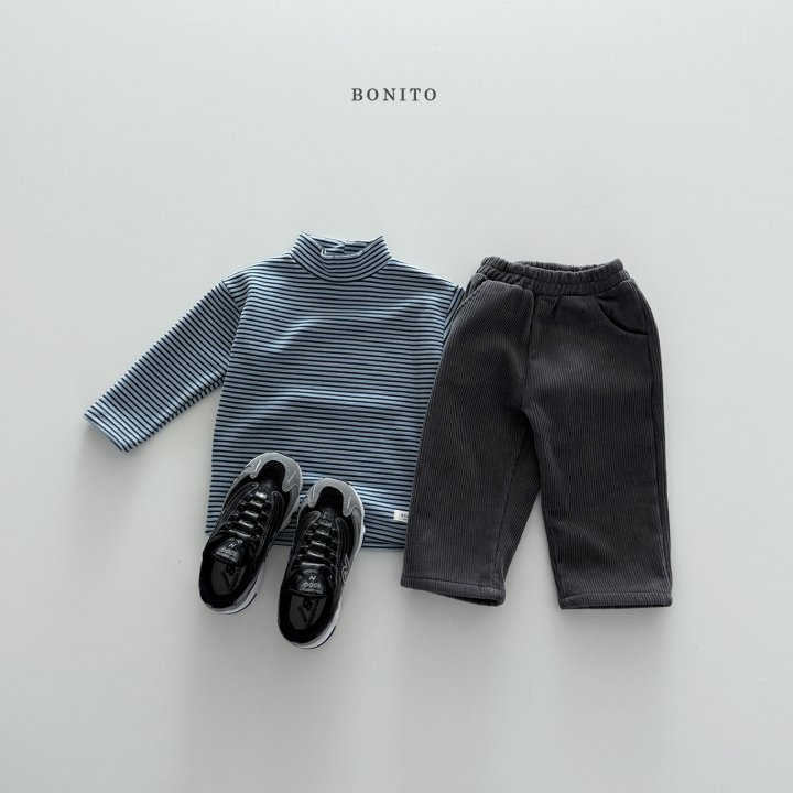 Bonito - Korean Children Fashion - #toddlerclothing - Stripe Fleece Turtleneck Tee - 7