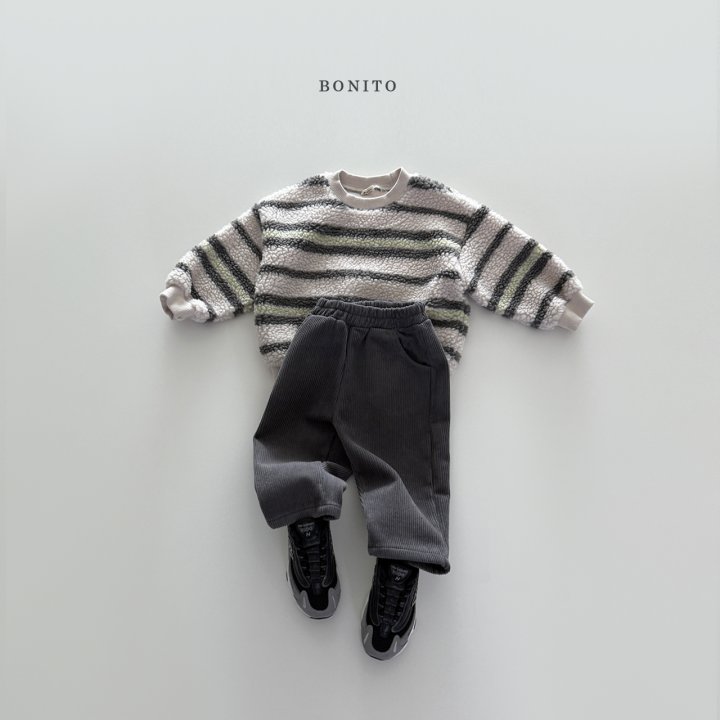 Bonito - Korean Children Fashion - #toddlerclothing - Irregular Stripe Fleece Sweatshirt - 7