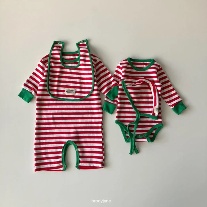 Brody Jane - Korean Baby Fashion - #smilingbaby - Christmas Stripe Bib - 2