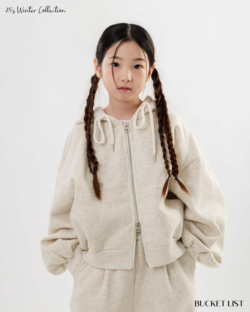 Bucket List - Korean Children Fashion - #designkidswear - Fleece Crop Zip-Up Hoodie - 12