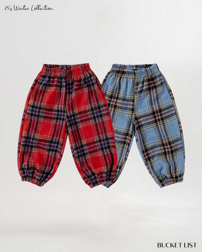 Bucket List - Korean Children Fashion - #fashionkids - Fleece Check Jogger Pants - 10