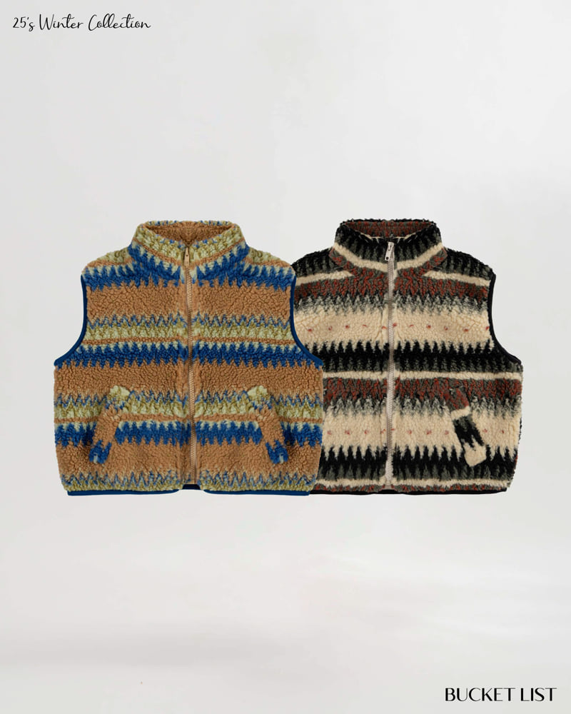 Bucket List - Korean Children Fashion - #kidsshorts - Zigzag Fleece Vest