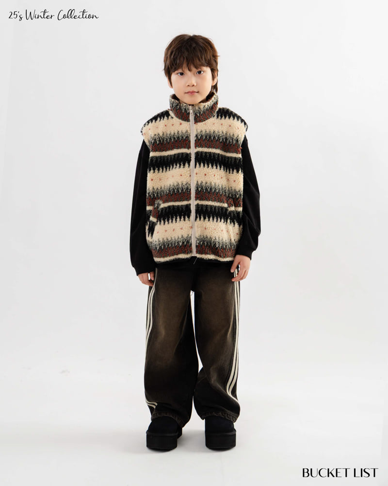 Bucket List - Korean Children Fashion - #kidsstore - Track Fleece Denim Pants - 4