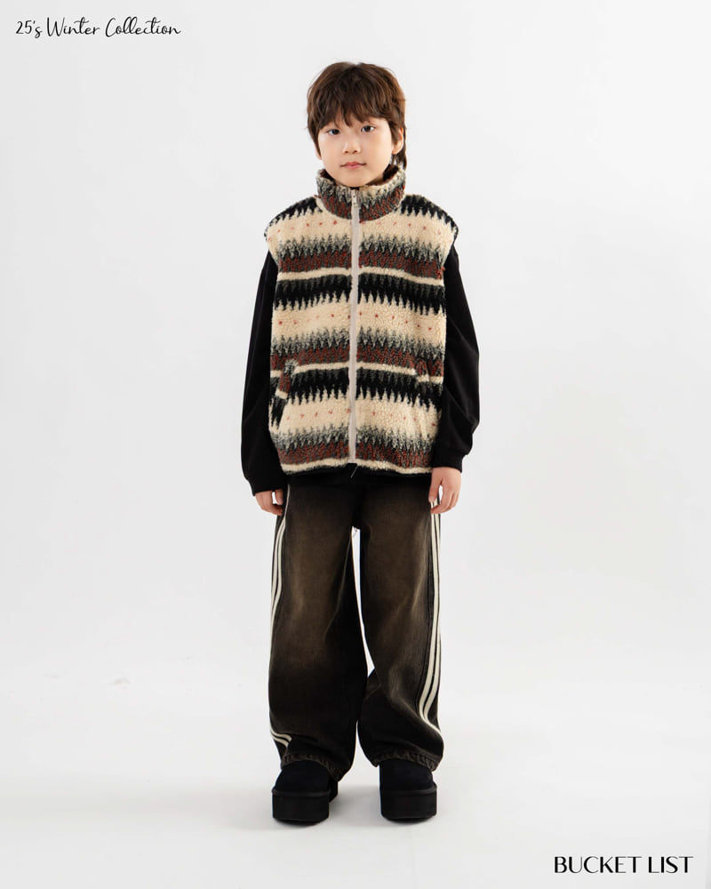 Bucket List - Korean Children Fashion - #littlefashionista - Track Fleece Denim Pants - 6