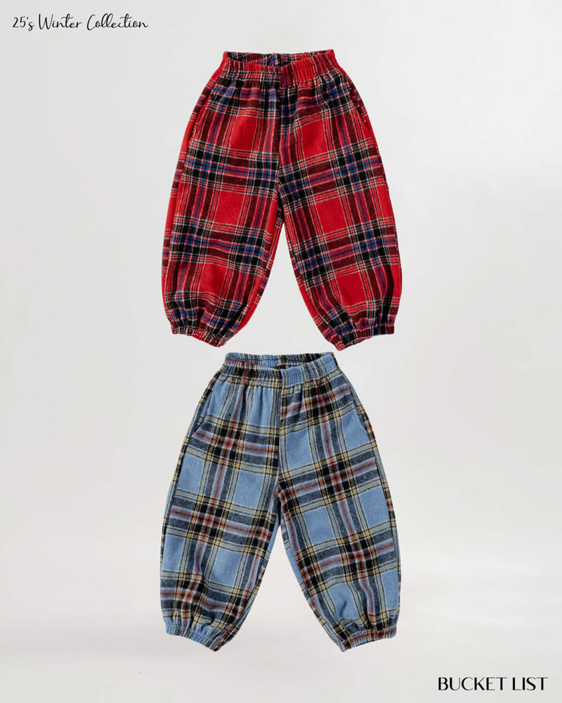 Bucket List - Korean Children Fashion - #minifashionista - Fleece Check Jogger Pants