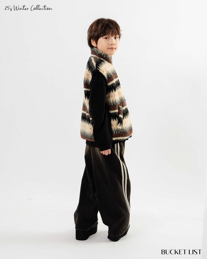 Bucket List - Korean Children Fashion - #minifashionista - Track Fleece Denim Pants - 8