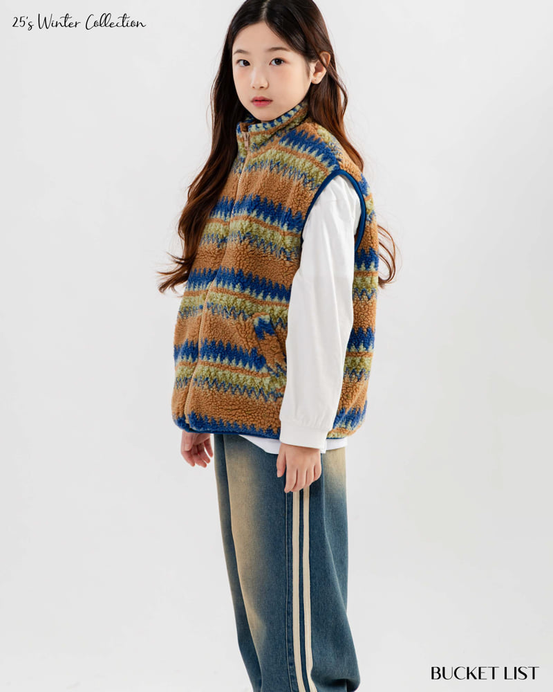 Bucket List - Korean Children Fashion - #prettylittlegirls - Track Fleece Denim Pants - 9