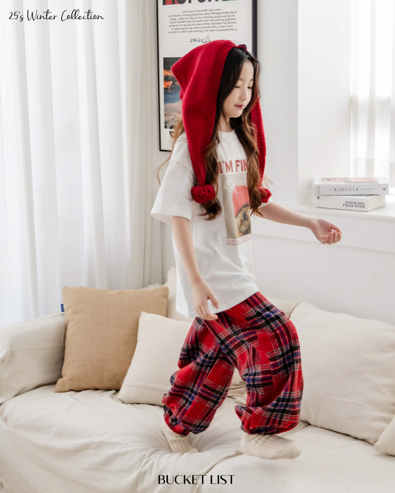 Bucket List - Korean Children Fashion - #stylishchildhood - Fleece Check Jogger Pants - 5