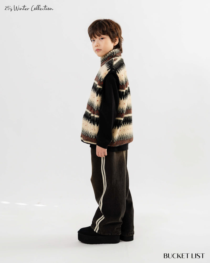 Bucket List - Korean Children Fashion - #todddlerfashion - Track Fleece Denim Pants - 10
