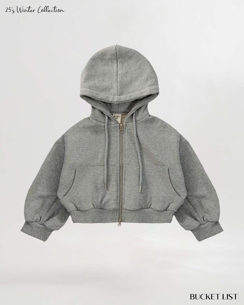 Bucket List - Korean Children Fashion - #todddlerfashion - Fleece Crop Zip-Up Hoodie - 7