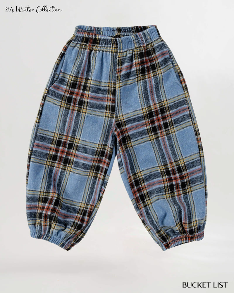 Bucket List - Korean Children Fashion - #todddlerfashion - Fleece Check Jogger Pants - 4