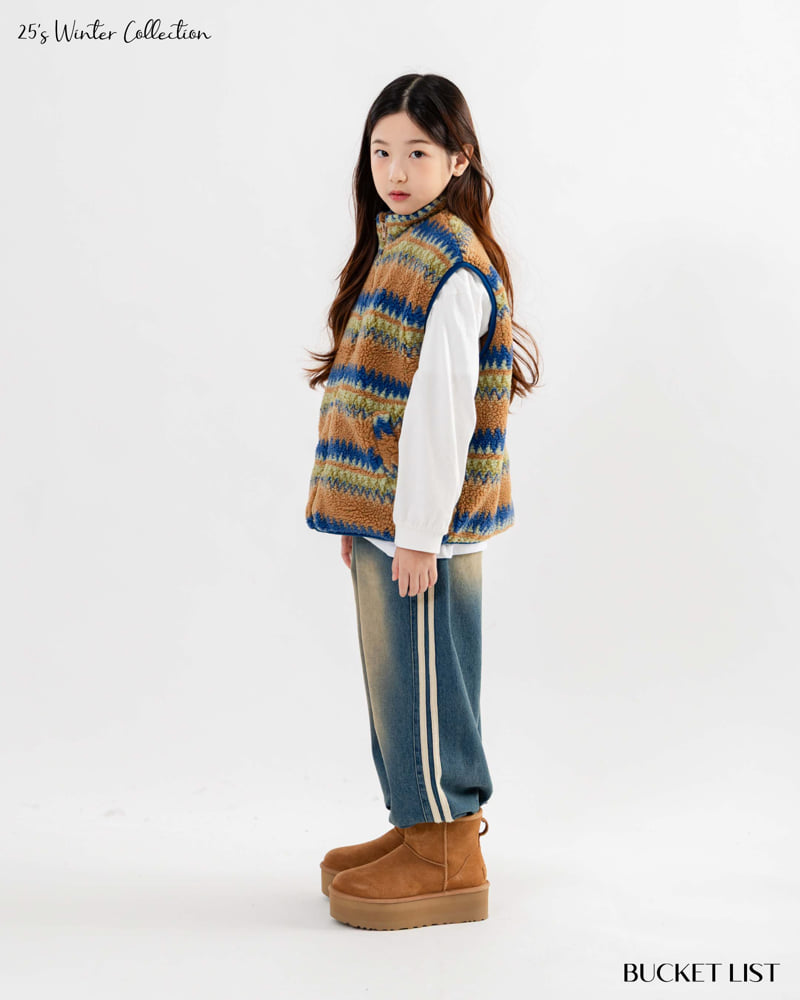 Bucket List - Korean Children Fashion - #toddlerclothing - Track Fleece Denim Pants - 11