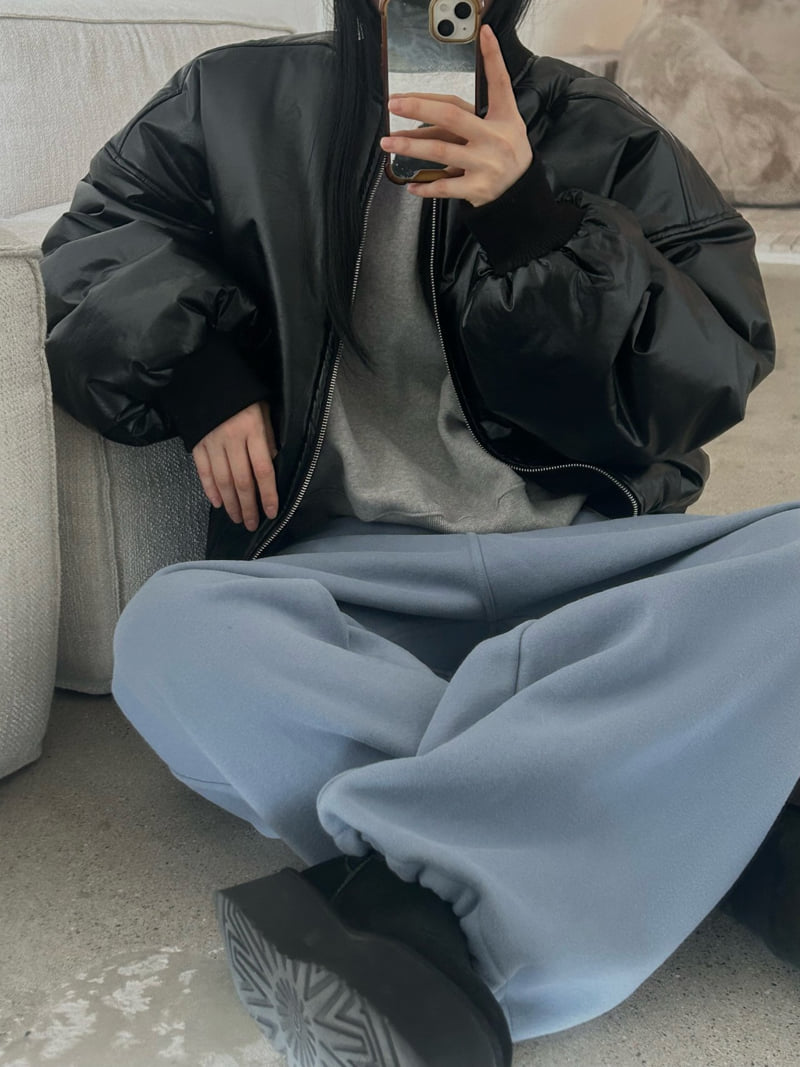 Buckle - Korean Women Fashion - #momslook - Double Fleece Wide Jogger Pants - 5