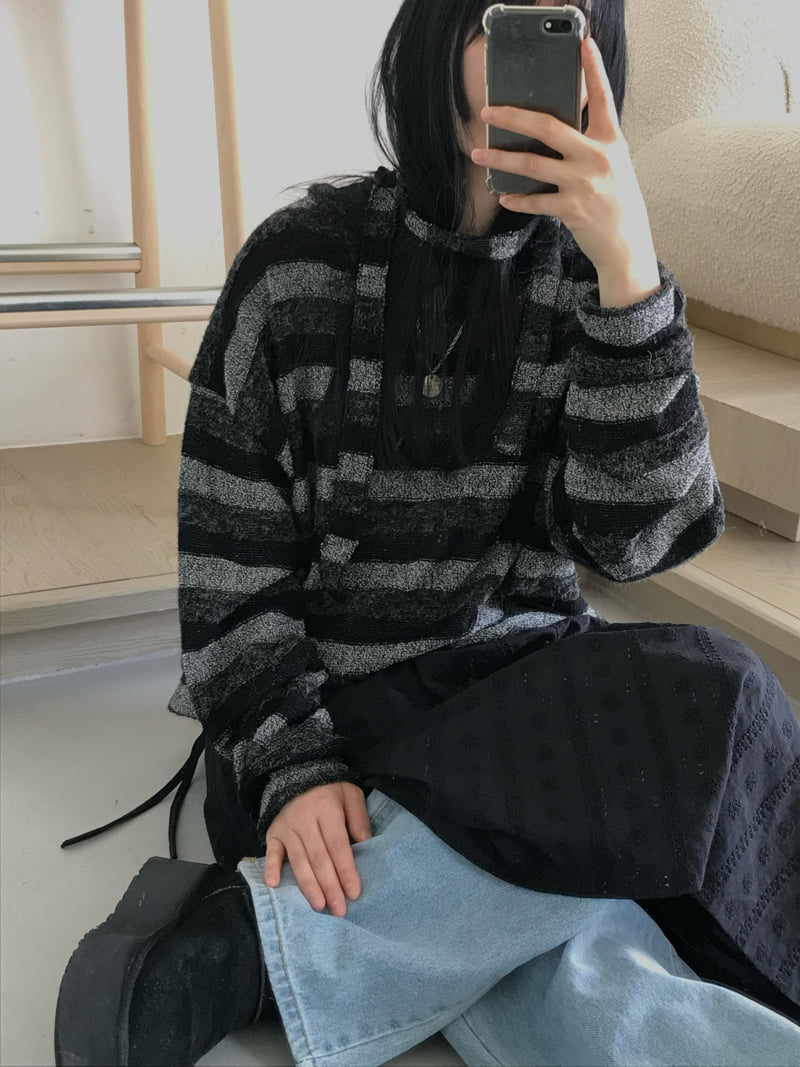 Buckle - Korean Women Fashion - #momslook - Soft V Neck Stripe Knit - 7