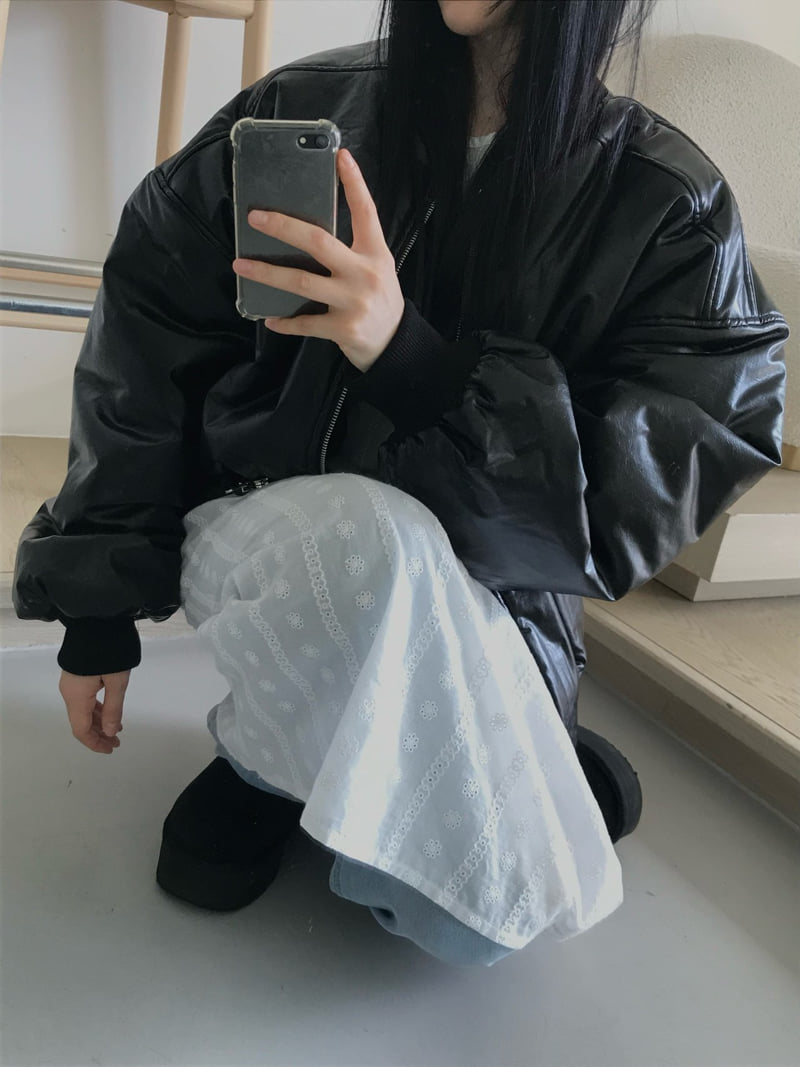 Buckle - Korean Women Fashion - #momslook - Leather Padding Jumper - 12