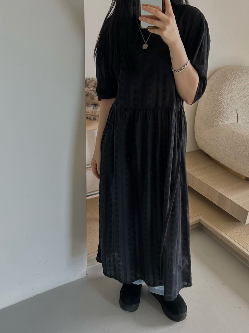 Buckle - Korean Women Fashion - #pursuepretty - Candle Embroidery One-piece - 2