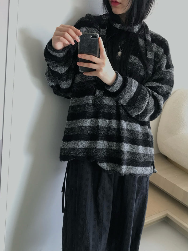 Buckle - Korean Women Fashion - #pursuepretty - Soft V Neck Stripe Knit