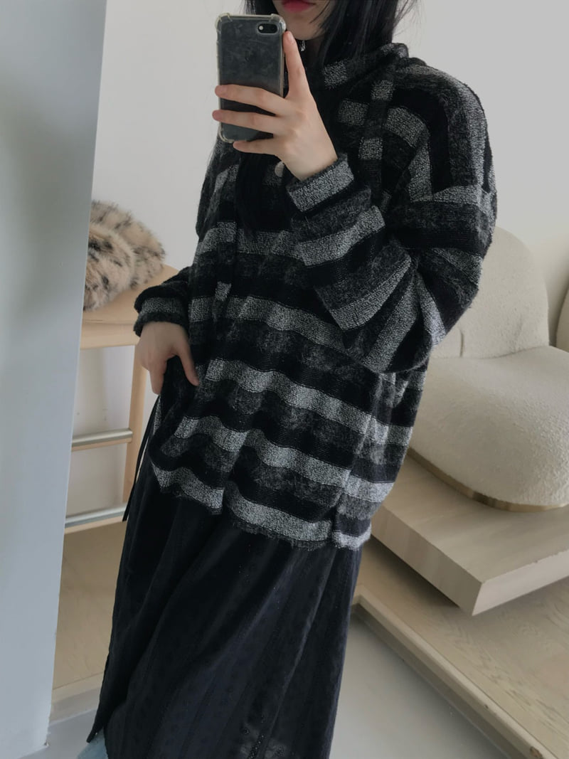 Buckle - Korean Women Fashion - #romanticstyle - Soft V Neck Stripe Knit - 3