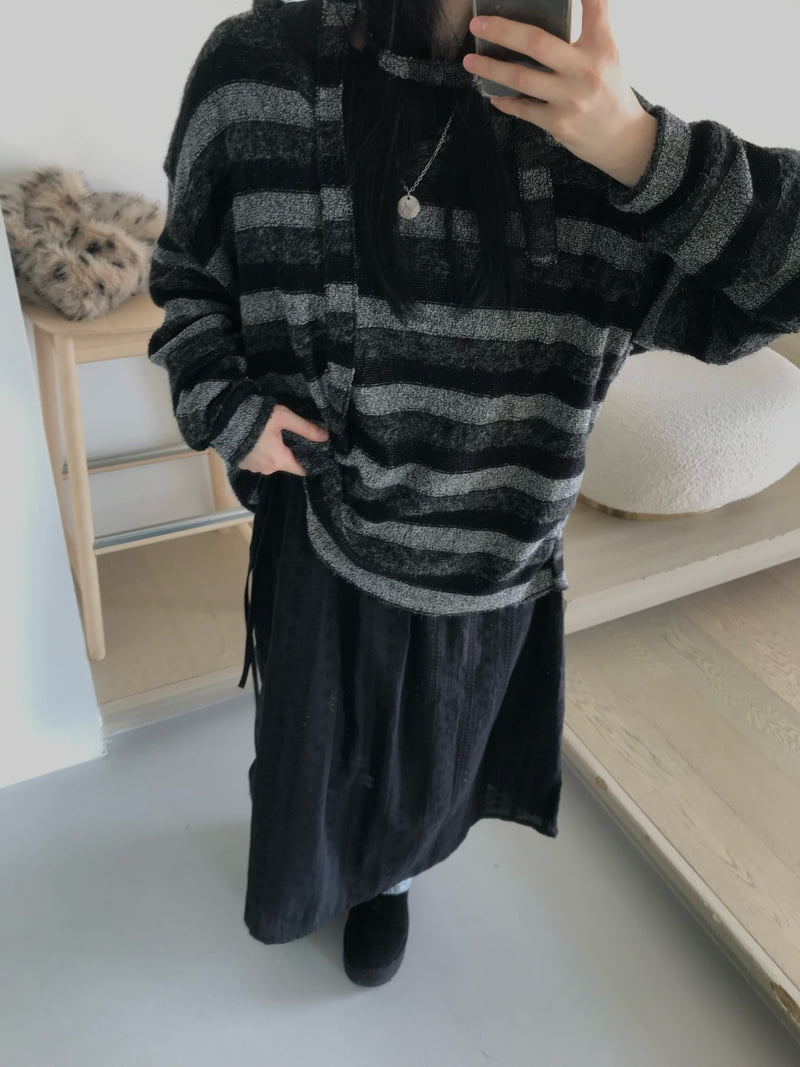 Buckle - Korean Women Fashion - #romanticstyle - Soft V Neck Stripe Knit - 4