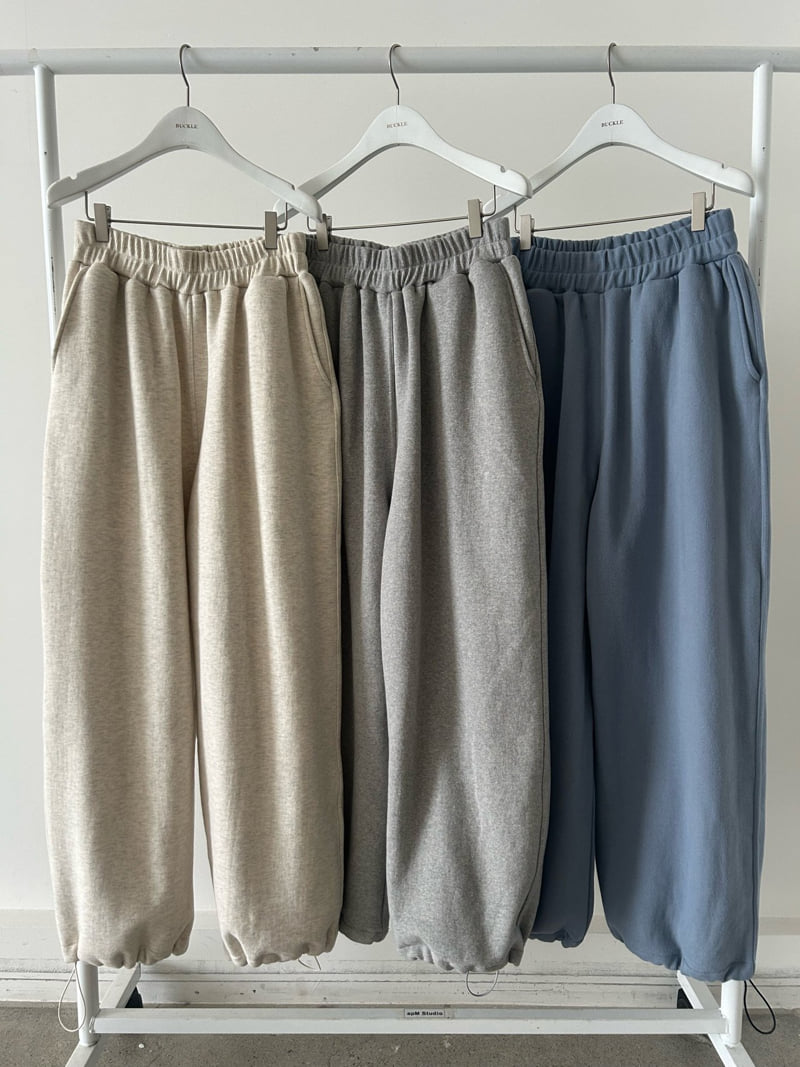 Buckle - Korean Women Fashion - #thatsdarling - Double Fleece Wide Jogger Pants