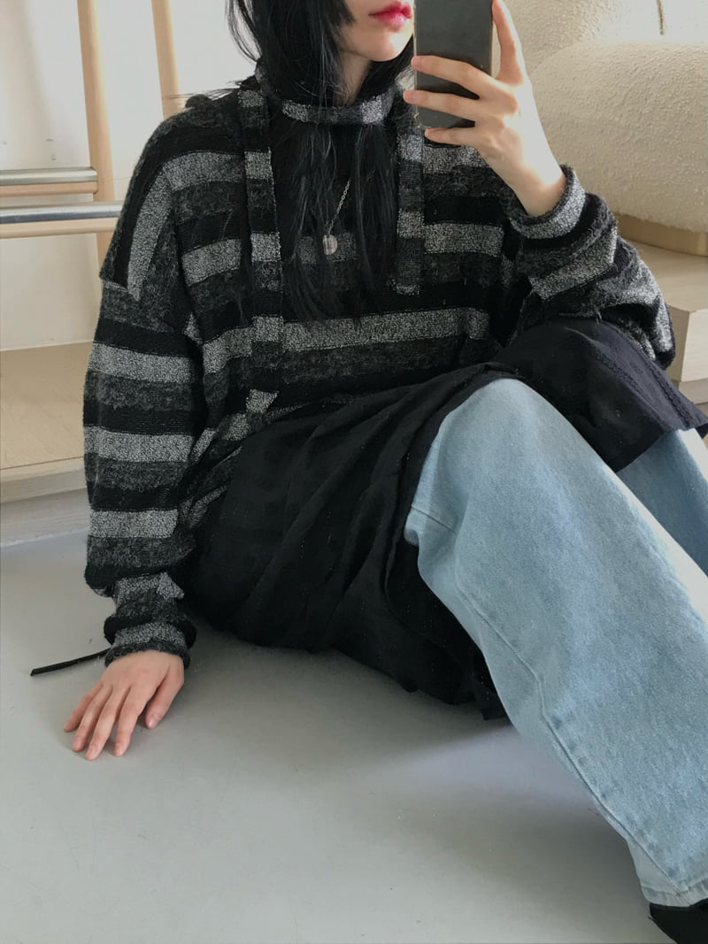 Buckle - Korean Women Fashion - #thatsdarling - Soft V Neck Stripe Knit - 5